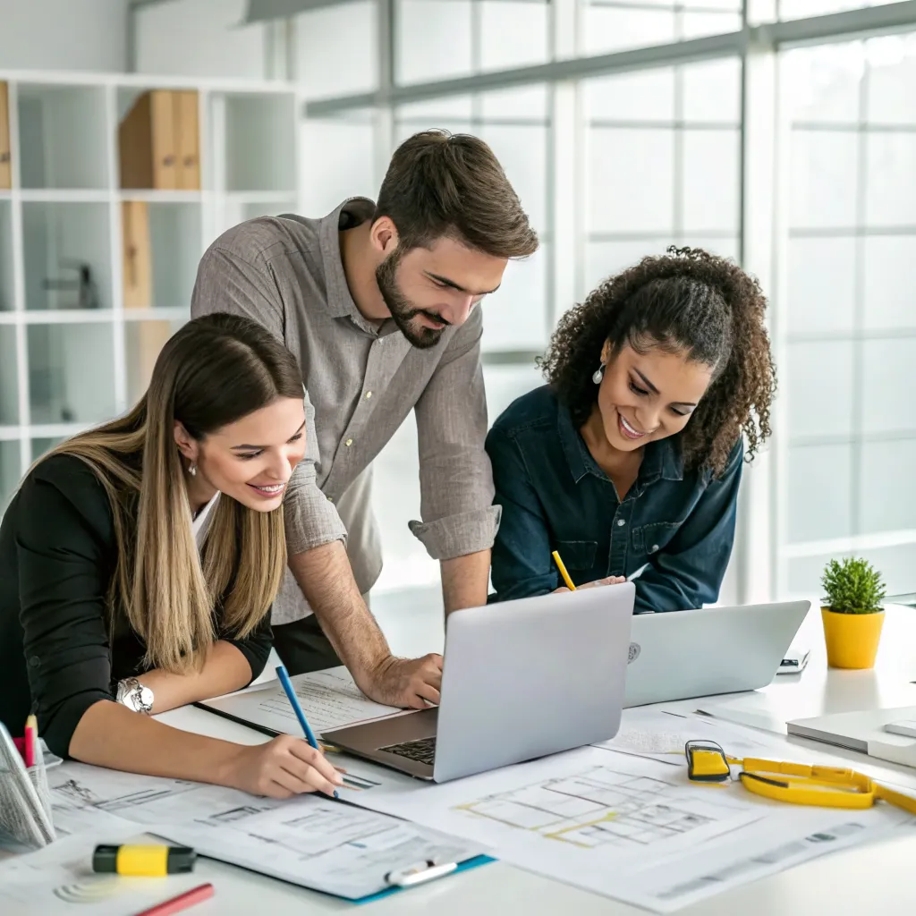 Equipo creativo trabajando en diseño web